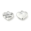Wedding Theme Antique Silver Tone Tibetan Style Heart with Sister of Bride Rhinestone Charms X-TIBEP-N005-06D-1