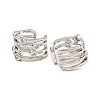 Rack Plating Brass Hollow Cuff Earrings with Cubic Zirconia EJEW-D069-07P-2