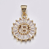 Long-Lasting Plated & Rack Plating Brass Micro Pave Cubic Zirconia Letter Pendants ZIRC-A007-03B-G-1