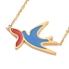 Colorful Enamel Swallow and Fish Pendant Necklace NJEW-G019-01-2