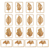 16Pcs 4 Styles Brass Rectangle with Leaf Bookmarks AJEW-DR0001-70-1