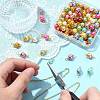 100Pcs 10 Styles Round Baking Paint Pearlized Glass Pearl Connector Charms PALLOY-CJ00118-5