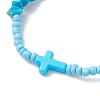 2Pcs Natural Rose Quartz & Synthetic Turquoise Chip Beaded Stretch Bracelets for Women BJEW-JB12909-4