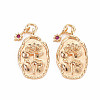 Brass Ruby Rhinestone Pendants LS-X-KK-S364-223-1