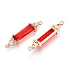 Brass Micro Pave Clear Cubic Zirconia and Glass Connector Charms KK-T076-02KCG-2