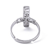 Non-Tarnish 304 Stainless Steel Adjustable Finger Rings. Hollow Cross RJEW-C074-04P-4