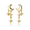 Elegant S925 Sterling Silver Moon with Star Tassel Stud Earrings ZZ6690-1-1