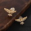 Eagle Brass Micro Pave Clear Cubic Zirconia Stud Earrings EJEW-B131-06G-3