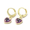 Heart Real 18K Gold Plated Brass Dangle Leverback Earrings EJEW-L268-025G-02-1