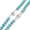Natural Lava Rock & Synthetic Turquoise Rosary Bead Necklace NJEW-JN04237-01-6