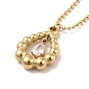 Clear Cubic Zirconia Teardrop Pendant Necklace with 304 Stainless Steel Ball Chains for Women NJEW-H162-01G-2