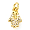 Hamsa Hand Rack Plating Brass Micro Pave Cubic Zirconia Pendants Charms with Jump Ring KK-S396-16-1