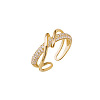 Brass Micro Pave Clear Cubic Zirconia Cuff Rings for Women FS-WG930D0-01-4