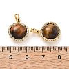 Brass Tiger Eye Round Ball Pendants KK-B129-12G-3