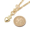 Heart & Rose Brass Pendant Necklace 304 Stainless Steel Chains for Women NJEW-JN04088-4