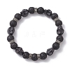 2Pcs 2 Styles Halloween Natural Lava Rock Round & Dyed Synthetic Turquoise Skull Beaded Stretch Bracelet Sets for Women Men BJEW-JB12251-3