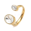 304 Stainless Steel Pave Clear Cubic Zirconia Cuff Open Rings for Women RJEW-F207-03E-G-2