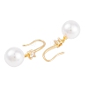 Rack Plating Brass Cubic Zirconia ABS Pearl Earring Hooks EJEW-S219-16G-06-2