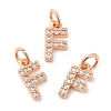 Brass Micro Pave Grade AAA Cubic Zirconia Charms ZIRC-P067-11RG-F-NR-1