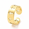 Ion Plating(IP) 304 Stainless Steel Hollow Out Cross Open Cuff Ring for Women RJEW-C053-02G-1