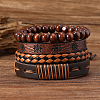 4Pcs 4 Styles PU Imitation Leather Braided Bracelets Sets BJEW-CL0001-13B-3