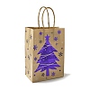 Christmas Theme Blue Printed Kraft Paper Tote Bags with Handles ABAG-B006-04B-2