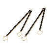 Brass Pave Jet Rhinestone Chain with Rhombus Big Pendants KK-N216-422-02LG-3