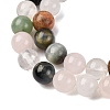 Natural Quartz Crystal & Rhodochrosite & Rose Quartz & Amethyst & Strawberry Quartz & Tourmalinated Quartz/Black Rutilated Quartz Beads Strands G-B143-A01-8mm-8