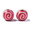Painted Natural Wood European Beads WOOD-S057-030E-2