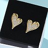 Brass Micro Pave Clear Cubic Zirconia Stud Earrings for Women EJEW-U034-01G-02-1