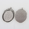 Tibetan Style Alloy Pendant Cabochon Settings X-TIBEP-N003-40AS-2