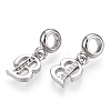 Platinum Rack Plating Alloy Rhinestone European Dangle Charms PALLOY-T048-36P-B-2