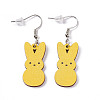 Rabbit Wooden Dangle Earrings EJEW-D189-01A-2