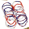 14Pcs Red White Blue Seed Bead Stretch Bracelets Set for Independence Day PW-WGE860D-01-4