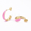 Brass Enamel Stud Earrings EJEW-A093-08G-3