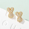 Brass Micro Pave Cubic Zirconia Stud Earrings EJEW-Z091-04G-Y-1