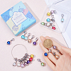 Baking Painted Pearlized Glass Pearl Round Pendant Locking Stitch Markers HJEW-SC00005-3