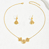 Elegant Hollow Fan Brass Necklace & Dangle Earrings Set RC4710-5