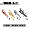 4Pcs 4 Colors 201 Stainless Steel Tie Bar for Men JEWB-FH0002-69-2