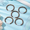 5Pcs 5 Styles Wooden Round Beaded Stretch Bracelet Sets BJEW-JB10847-2