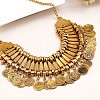 Tibetan Style Alloy Turkish Coin Tassel Chunky Bib Necklaces for Women FS-WG4760A-02-4