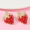 Brass Micro Pave Clear Cubic Zirconia Stud Earrings EJEW-F895-27C-01G-2