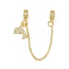 Brass Pave Clear Cubic Zirconia European Safety Chains with Charms KK-L236-16C-G-1