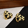 Leopard Print Brass Enamel Stud Earrings for Women EJEW-U055-15C-G-1