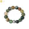 4MM Round Natural Indian Agate Beaded Stretch Rings VM0712-10-1