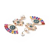 Rhinestone Double Evil Eye Dangle Stud Earrings with Acrylic Pearl Beaded EJEW-J045-03A-KCG-3