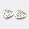 Tibetan Style Carved Words Alloy Heart Pendants X-TIBEP-Q043-190-RS-2