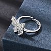 Brass Micro Pave Clear Cubic Zirconia Cuff Open Ring CU-CBA5C10-10P-1