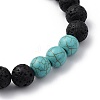 Synthetic Turquoise(Dyed)(Dyed) & Natural Lava Rock Beaded Stretch Bracelets BJEW-JB05415-03-2