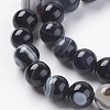 Round Dyed & Heated Natural Black Agate Beads Strands G-G582-8mm-07-5